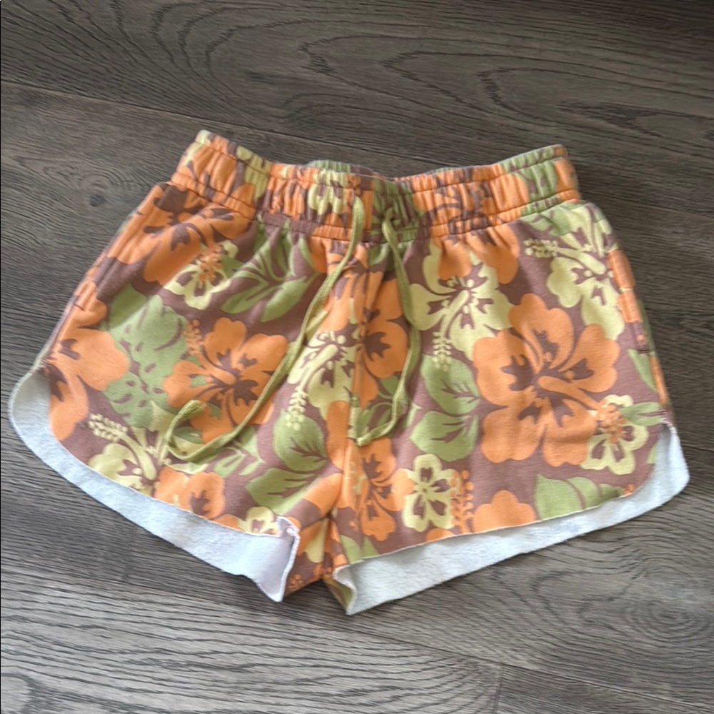 Wild Fable Athletic Shorts Orange Green Floral